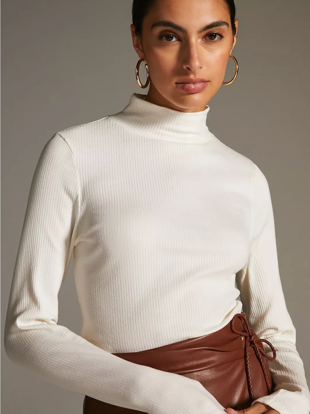 ANTHRO | MAEVE Ribbed Mock Neck Top